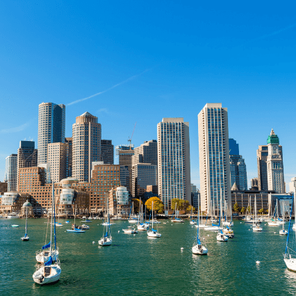 A photograph of the Boston skyline